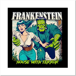 Frankenstein chases women Posters and Art